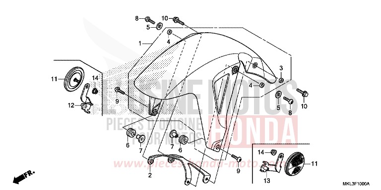KOTFLUEGEL, VORNE von NC750X "Meca" GLINT WAVE BLUE METALLIC (B197) von 2020